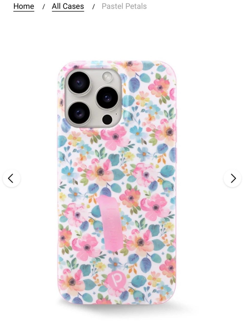 Loopy Case - 16 Pro Max - Pastel Floral Phone Case with Pink Grip (Lefty grip) - Picture 4 of 6